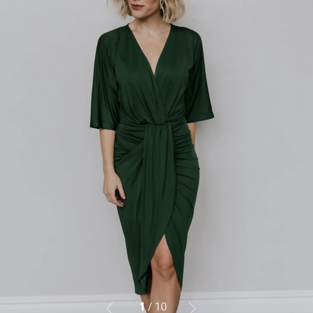Mimi Midi Dress in Hunter Green